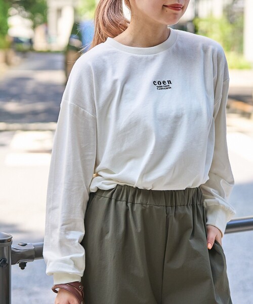 coen(コーエン)の「COEN(コーエン)ロゴ刺繍UNI ロンT(Tシャツ/カットソー・レディース・ブラック/オフホワイト/その他1/その他2・M/L)」の2枚目の写真