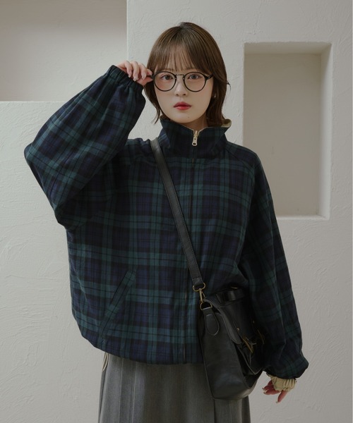 セール】チェックリバーシブルナイロンブルゾン（ブルゾン）｜kutir