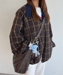 -80's vintage チェック柄 ZIPブルゾン 短丈ブラウン フランネル レディース 古着 90s USA製 LL Bean チェック 総柄 ハーフボタン