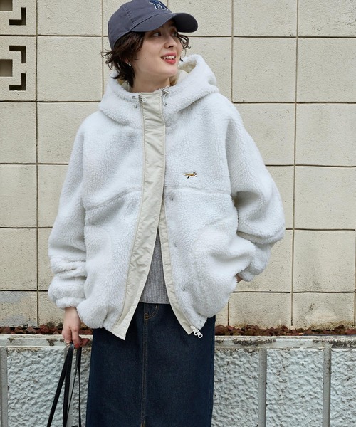 ボアブルゾン PENNEYS/ペニーズ 別注 THE FOX ロゴ ワンポイント刺繍 ドロスト