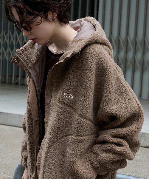 ボアブルゾン PENNEYS/ペニーズ 別注 THE FOX ロゴ ワンポイント刺繍 ドロスト