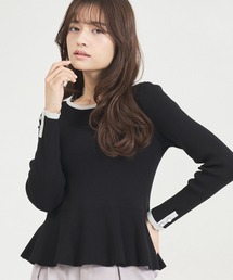 WEB限定 ペプラムラメ配色ニット