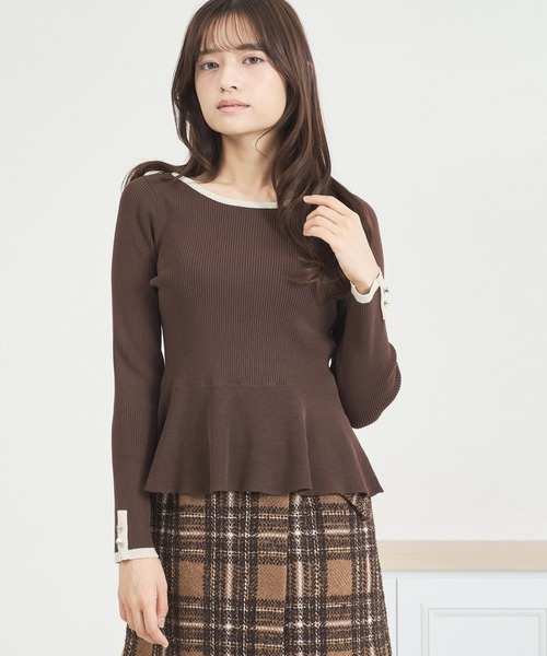 MISCH MASCH(ミッシュマッシュ)の「WEB限定 ペプラムラメ配色ニット(ニット/セーター・レディース・ブラウン/ピンク/ブラック・フリ-)」の19枚目の写真