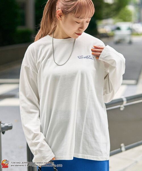 Tom&Jerry(トムアンドジェリー)の「【TOM and JERRY (トムとジェリー)/ 別注】ユニプリントロンT(Tシャツ/カットソー・レディース・ライトブルー/オフホワイト/ライトグレー/ダークグレー・M/L/XL)」の5枚目の写真