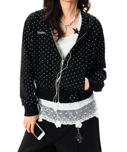 LADY LIKE(レディライク)の「ミニドット刺繍入りパーカー(パーカー・レディース・ブラック・M)」の14枚目の写真