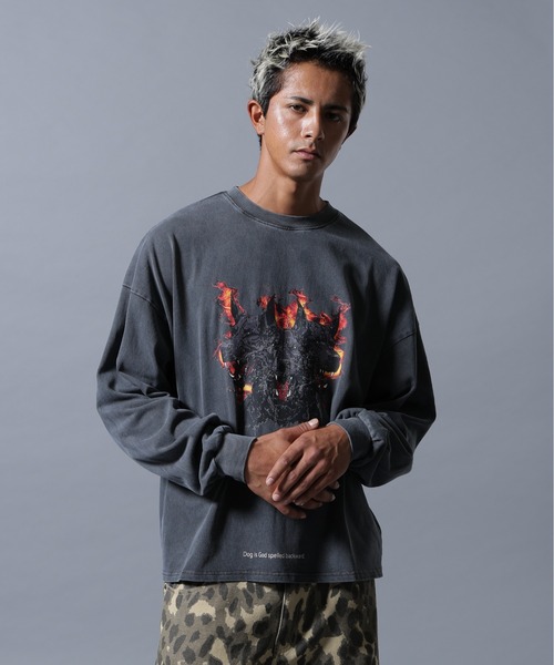 DANKE SCHON（ダンケシェーン）の「【WEB&DEPOT限定】DankeSchon/ダンケシェーン/PIGMENT L/S TEE DOG（Tシャツ/カットソー・メンズ・ベージュ/ブラック・M/L）」の2枚目の写真