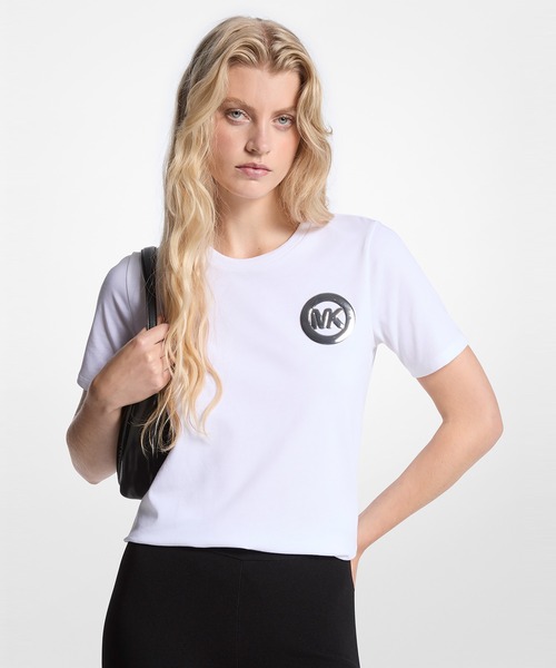 MICHAEL KORS(マイケルコース)の「ロゴチャーム コットンジャージー Tシャツ(Tシャツ/カットソー・レディース・ホワイト・XS/XXS/S)」の1枚目の写真