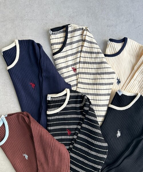 U.S. POLO ASSN.（ユーエスポロアッスン）の「【U.S. POLO ASSN.】クルーネックリブニット（ニット/セーター・レディース・アイボリー/ブラック/ブラウン/ホワイト系その他/ネイビー/ブラック系その他・FREE）」の10枚目の写真