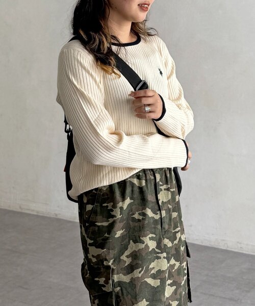 U.S. POLO ASSN.（ユーエスポロアッスン）の「【U.S. POLO ASSN.】クルーネックリブニット（ニット/セーター・レディース・アイボリー/ブラック/ブラウン/ホワイト系その他/ネイビー/ブラック系その他・FREE）」の16枚目の写真