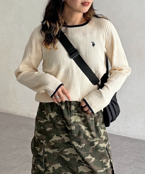 U.S. POLO ASSN.（ユーエスポロアッスン）の「【U.S. POLO ASSN.】クルーネックリブニット（ニット/セーター・レディース・アイボリー/ブラック/ブラウン/ホワイト系その他/ネイビー/ブラック系その他・FREE）」の17枚目の写真