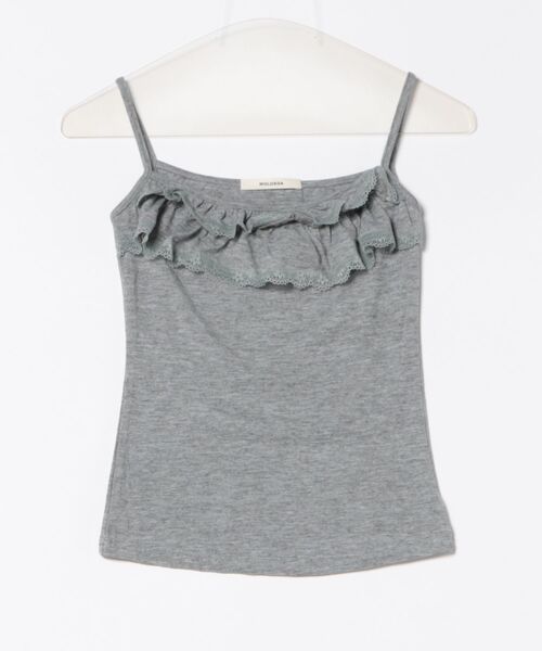 Never mind the XU / Chikashitsu+（ネバーマインド ザ エックスユー / チカシツプラス）の「【nmtc+】ruffing cami set cardigan / 【エヌエムティーシープラス】キャミセットカーディガン（カーディガン/ボレロ・レディース・ホワイト/グレー/チャコール・ONE SIZE）」の5枚目の写真