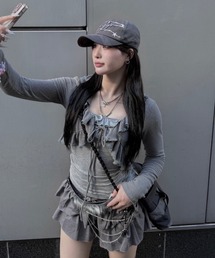 Never mind the XU / Chikashitsu+ | 【nmtc+】ruffing cami set cardigan / 【エヌエムティーシープラス】キャミセットカーディガン(カーディガン/ボレロ)