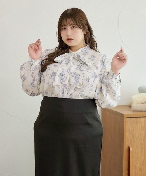Louiosy(ルオシー)の「【大きいサイズ】チャーム付きロングスリーブボウタイブラウス(シャツ/ブラウス・レディース・ブルー系その他/アイボリー/オフホワイト・4L/X-LARGE/3L)」の14枚目の写真