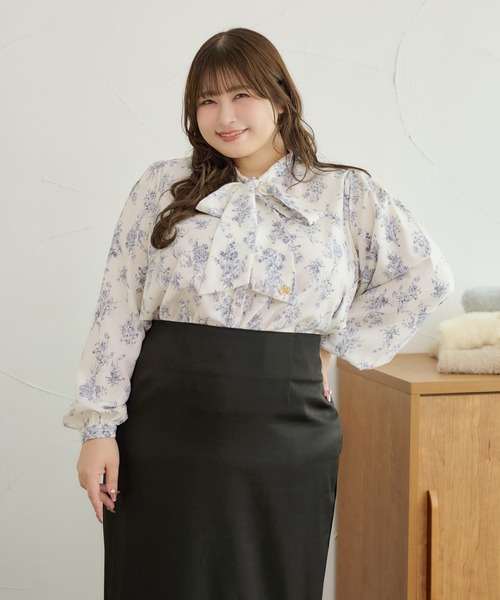 Louiosy(ルオシー)の「【大きいサイズ】チャーム付きロングスリーブボウタイブラウス(シャツ/ブラウス・レディース・ブルー系その他/アイボリー/オフホワイト・4L/X-LARGE/3L)」の18枚目の写真