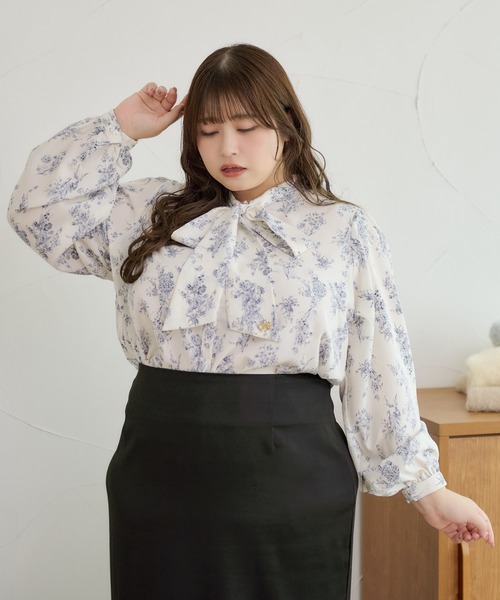Louiosy(ルオシー)の「【大きいサイズ】チャーム付きロングスリーブボウタイブラウス(シャツ/ブラウス・レディース・ブルー系その他/アイボリー/オフホワイト・4L/X-LARGE/3L)」の19枚目の写真