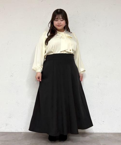 Louiosy(ルオシー)の「【大きいサイズ】チャーム付きロングスリーブボウタイブラウス(シャツ/ブラウス・レディース・ブルー系その他/アイボリー/オフホワイト・4L/X-LARGE/3L)」の7枚目の写真