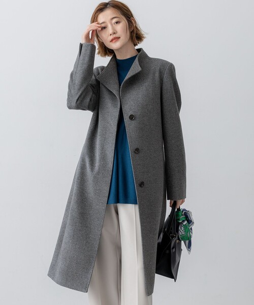 値下げ！【美品】or Slow ウール コート ネイビー・グレー ウールカシミヤビーバー スタンドカラー コート（その他アウター）｜23