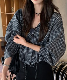 LAFFMO（ラフモ）の「チェック柄フード付きシャツ（その他アウター・レディース）」