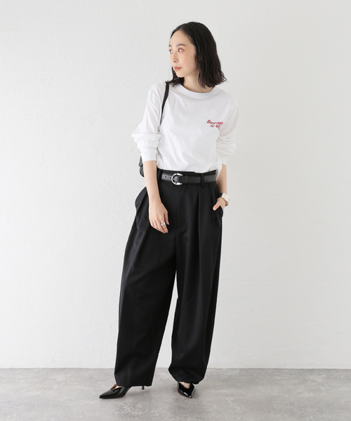 journal standard L'essage（ジャーナルスタンダードレサージュ）の「ウールWタックパンツ（スラックス・レディース・ブラック/グレー・36/38）」の5枚目の写真