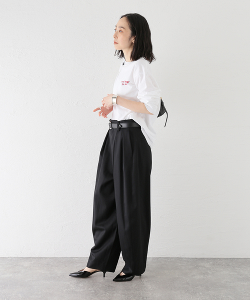 journal standard L'essage（ジャーナルスタンダードレサージュ）の「ウールWタックパンツ（スラックス・レディース・ブラック/グレー・36/38）」の6枚目の写真