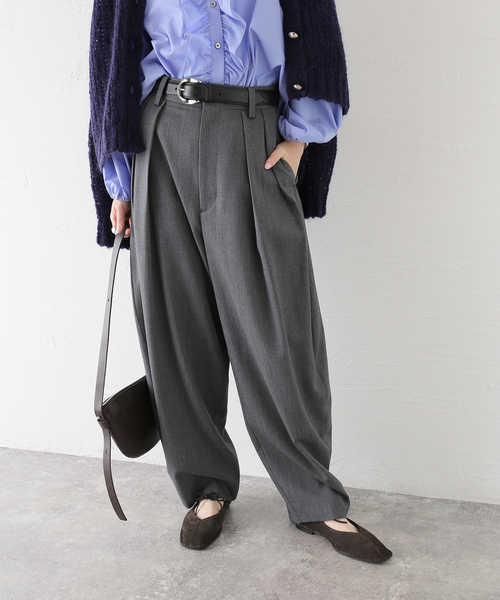 journal standard L'essage（ジャーナルスタンダードレサージュ）の「ウールWタックパンツ（スラックス・レディース・ブラック/グレー・36/38）」の9枚目の写真