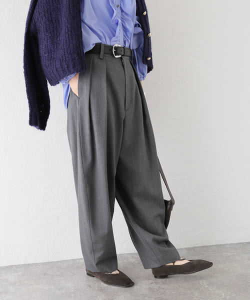 journal standard L'essage（ジャーナルスタンダードレサージュ）の「ウールWタックパンツ（スラックス・レディース・ブラック/グレー・36/38）」の10枚目の写真