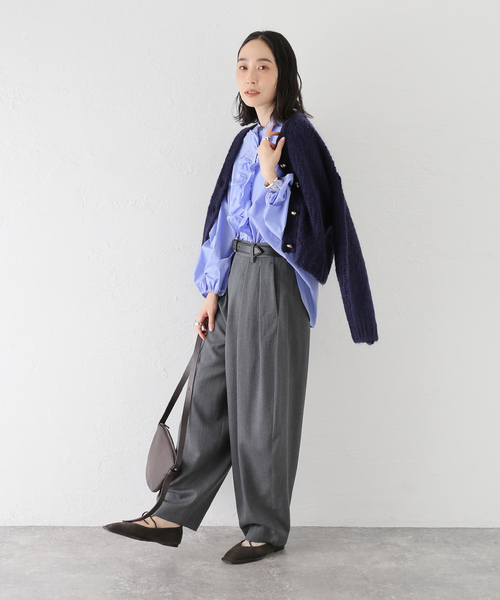 journal standard L'essage（ジャーナルスタンダードレサージュ）の「ウールWタックパンツ（スラックス・レディース・ブラック/グレー・36/38）」の12枚目の写真