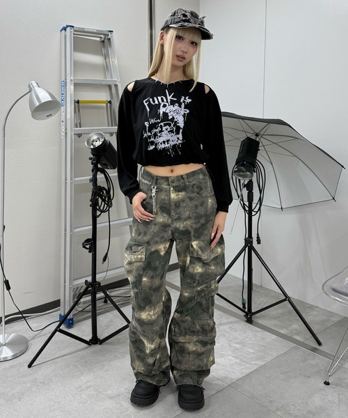 Figments(フィグメンツ)の「オープンショルダ-FunkロンT(Tシャツ/カットソー・レディース・ホワイト/ブラック・FREE)」の15枚目の写真