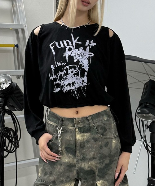 Figments(フィグメンツ)の「オープンショルダ-FunkロンT(Tシャツ/カットソー・レディース・ホワイト/ブラック・FREE)」の16枚目の写真