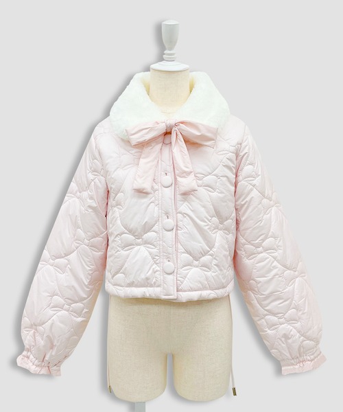 Honey Cinnamon(ハニーシナモン)の「リボンキルティングショート中綿ジャケット(ダウンジャケット/コート・レディース・ピンク/ホワイト・FREE)」の11枚目の写真
