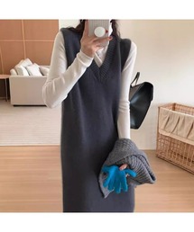 ニットサロペットワンピース