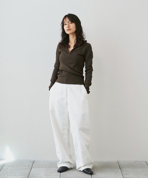 TODAYFUL(トゥデイフル)の「Halfzip Rib Knit(ニット/セーター・レディース・チョコ/ダークグレー/キナリ・FREE)」の7枚目の写真