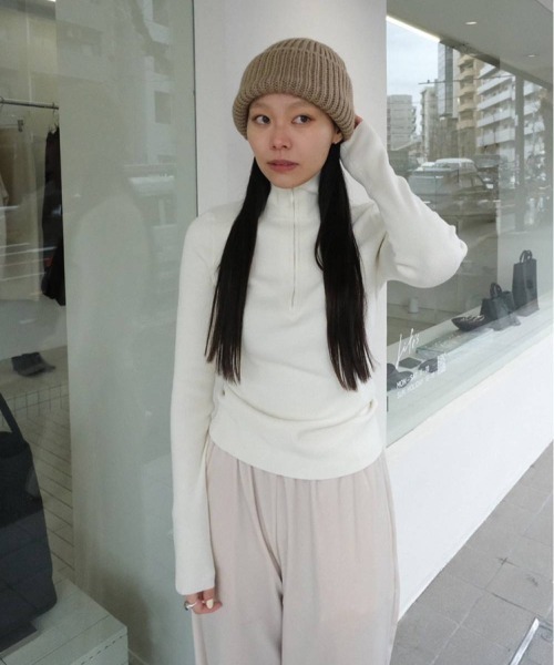TODAYFUL(トゥデイフル)の「Halfzip Rib Knit(ニット/セーター・レディース・チョコ/ダークグレー/キナリ・FREE)」の16枚目の写真