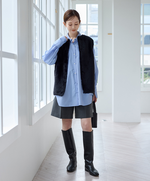 JOURNAL STANDARD（ジャーナルスタンダード）の「《追加2》ダブルフェイスフェザークルーネックベスト（ベスト・レディース・ブラック/ベージュ/ブラウン・FREE）」の11枚目の写真