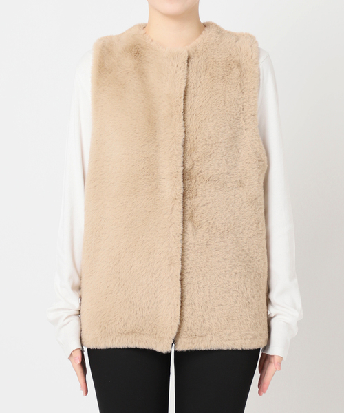 JOURNAL STANDARD（ジャーナルスタンダード）の「《追加2》ダブルフェイスフェザークルーネックベスト（ベスト・レディース・ブラック/ベージュ/ブラウン・FREE）」の9枚目の写真