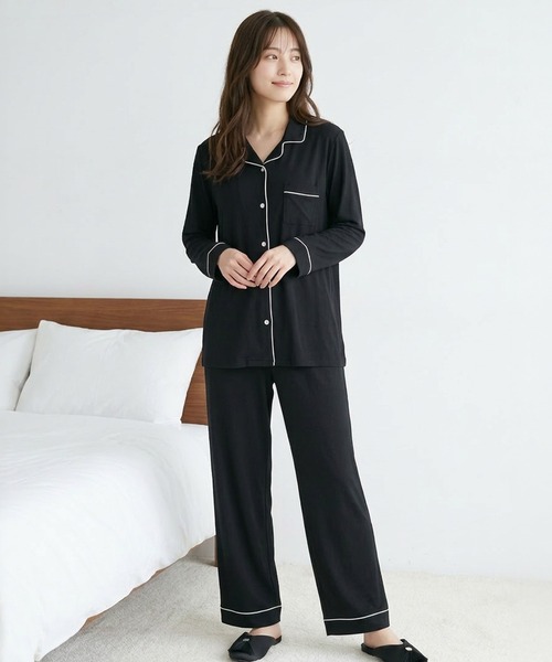 fran de lingerie(フランデランジェリー)の「tororelax とろリラベーシックなパジャマタイプ「とろリラ」全開上下セット(ルームウェア/パジャマ・レディース・ライトグレー/ブラック/アイボリー/ピンク系その他・M-L)」の3枚目の写真