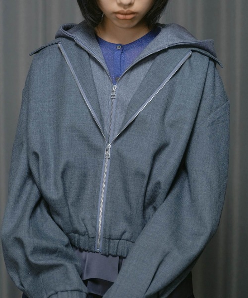 THINGS THAT MATTER（シングス ザット マター）の「DRY WOOL HOODIE JACKET / ドライ ウール フーディー ジャケット（ブルゾン・レディース・グレー・FREE）」の2枚目の写真