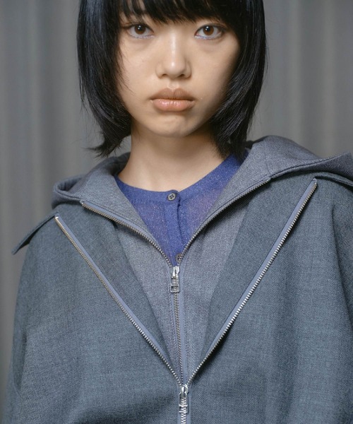 THINGS THAT MATTER（シングス ザット マター）の「DRY WOOL HOODIE JACKET / ドライ ウール フーディー ジャケット（ブルゾン・レディース・グレー・FREE）」の3枚目の写真