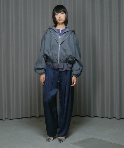 THINGS THAT MATTER（シングス ザット マター）の「DRY WOOL HOODIE JACKET / ドライ ウール フーディー ジャケット（ブルゾン・レディース・グレー・FREE）」の4枚目の写真