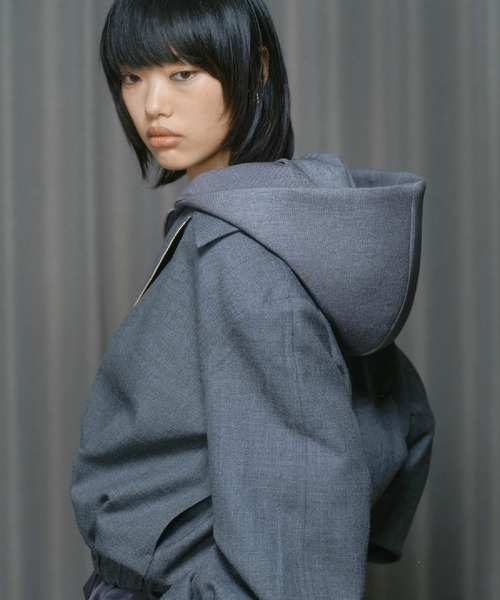 THINGS THAT MATTER（シングス ザット マター）の「DRY WOOL HOODIE JACKET / ドライ ウール フーディー ジャケット（ブルゾン・レディース・グレー・FREE）」の8枚目の写真