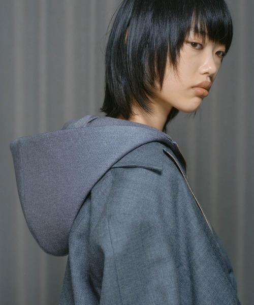 THINGS THAT MATTER（シングス ザット マター）の「DRY WOOL HOODIE JACKET / ドライ ウール フーディー ジャケット（ブルゾン・レディース・グレー・FREE）」の9枚目の写真