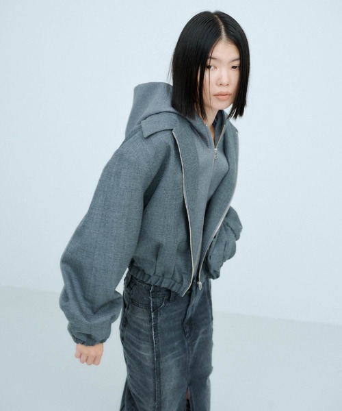 THINGS THAT MATTER（シングス ザット マター）の「DRY WOOL HOODIE JACKET / ドライ ウール フーディー ジャケット（ブルゾン・レディース・グレー・FREE）」の13枚目の写真