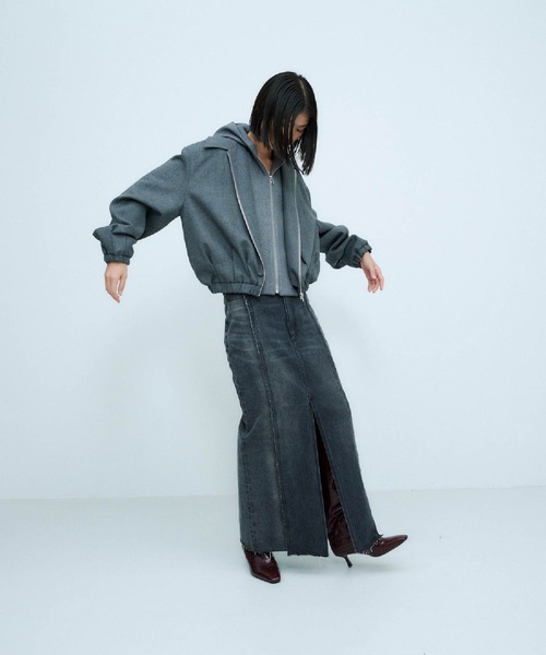 THINGS THAT MATTER（シングス ザット マター）の「DRY WOOL HOODIE JACKET / ドライ ウール フーディー ジャケット（ブルゾン・レディース・グレー・FREE）」の16枚目の写真