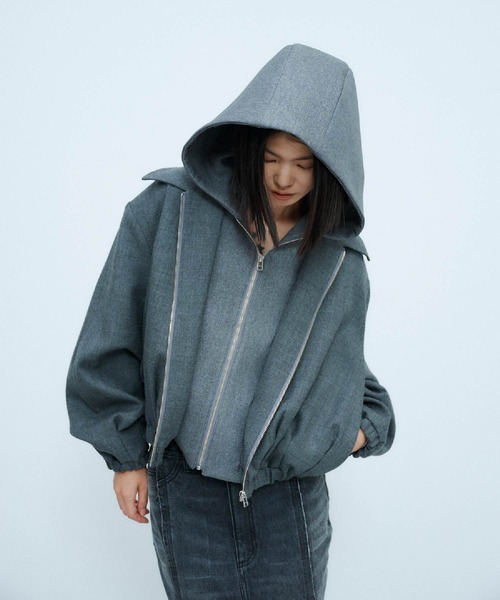 THINGS THAT MATTER（シングス ザット マター）の「DRY WOOL HOODIE JACKET / ドライ ウール フーディー ジャケット（ブルゾン・レディース・グレー・FREE）」の14枚目の写真
