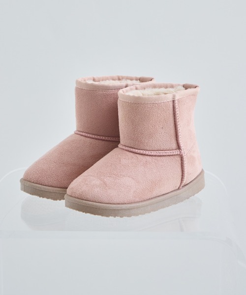 pairmanon（ペアマノン）の「【撥水】ワンポイント刺繍 フェイクムートン ブーツ（ブーツ・キッズ・ピンク/ベージュ/グレー系その他/チャコールグレー・15 /16/17/18/19/20）」の6枚目の写真