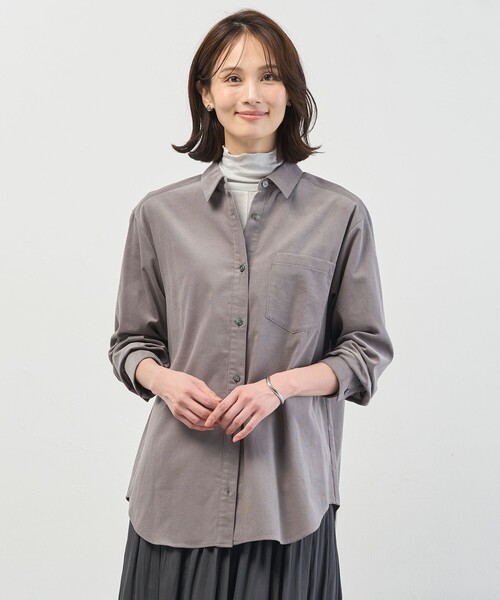J.PRESS(ジェイプレス)の「スプリングシャツコール コーデュロイ シャツ(シャツ/ブラウス・レディース・ライトグレー系/ピンク系/アイボリー系・F)」の2枚目の写真