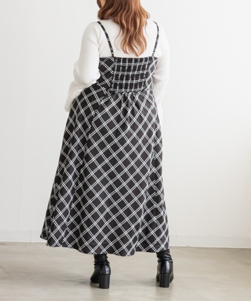 CLETTE(クレット)の「CLETTEオリジナルチェック柄キャミワンピース(ワンピース・レディース・ベージュ/アイボリー/ブラック・LL/3L/4L)」の11枚目の写真