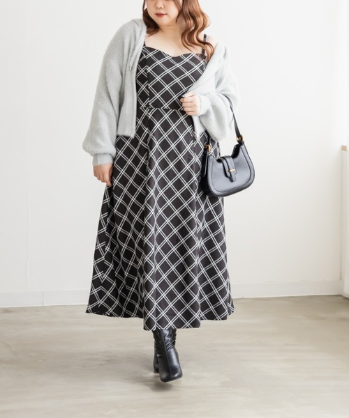 CLETTE(クレット)の「CLETTEオリジナルチェック柄キャミワンピース(ワンピース・レディース・ベージュ/アイボリー/ブラック・LL/3L/4L)」の13枚目の写真