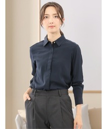 m.f.editorial | 【ウォッシャブル】レーヨン混 レギュラーカラー 比翼長袖ブラウス(シャツ/ブラウス)