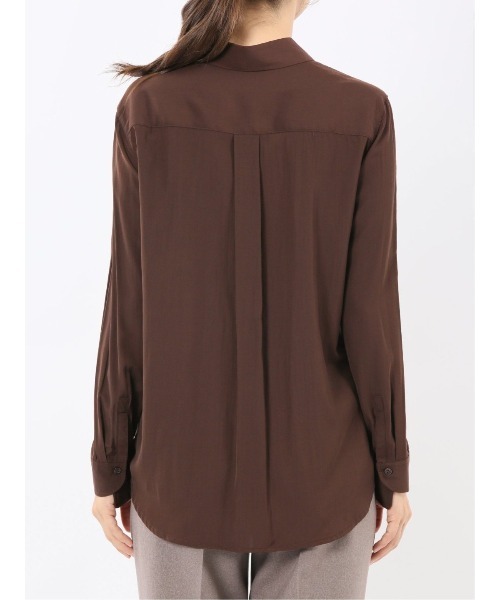 m.f.editorial（エムエフエディトリアル）の「【ウォッシャブル】レーヨン混 レギュラーカラー 比翼長袖ブラウス（シャツ/ブラウス・レディース・ダークウッド/ネイビー/ホワイト/サックスブルー・LARGE/S/X-LARGE/MEDIUM）」の12枚目の写真